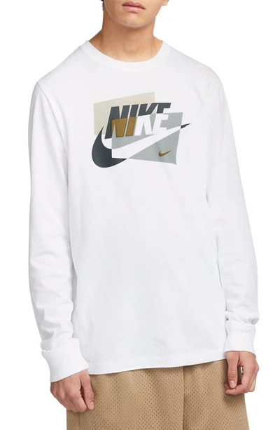 Nike Puff Print Long Sleeve Graphic T-shirt In White