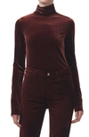 AGOLDE PASCALE STRETCH VELVET TURTLENECK TOP