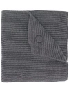 Dsquared2 Ribbed Maple Logo Scarf In Grey