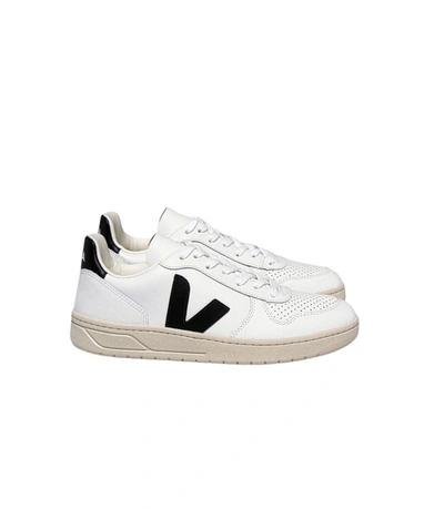 Veja V-10 Panelled Lace-up Sneakers In White