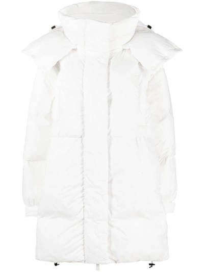 Bacon Detachable-hood Quilted Hooded Coat In White