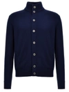 Ballantyne High-neck Wool Cardigan In Blue