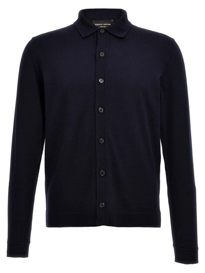 Roberto Collina Knitted Shirt In Blue
