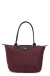 Longchamp Medium Le Pliage Green Recycled Canvas Shoulder Tote Bag In Burgundy