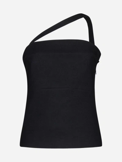 Ann Demeulemeester Oda Diagonal Strap Top In Black