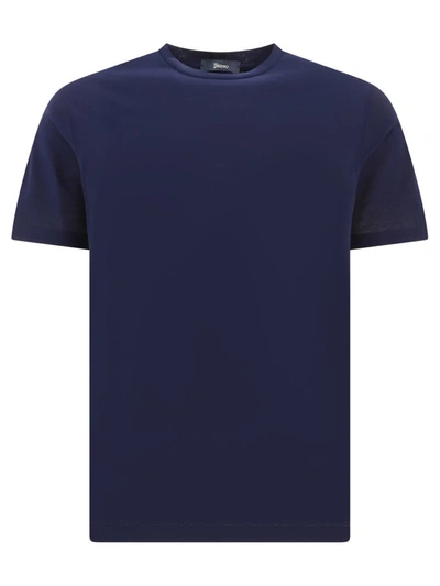 Herno T-shirt In Crepe Jersey In Blue