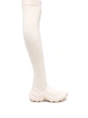 Mm6 X Salomon Chunky Over The Knee Boots In Nude &amp; Neutrals