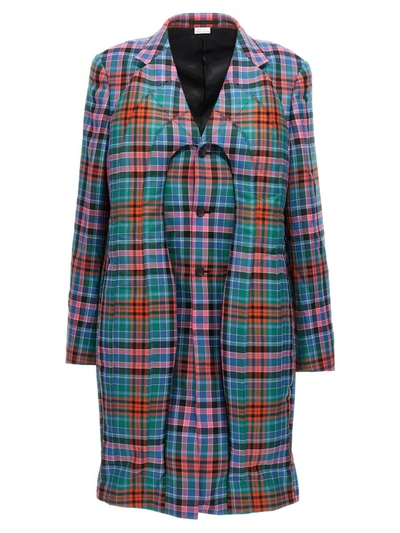 Comme Des Garçons Homme Deux Check Coat In Multicolor