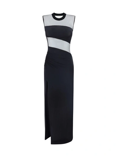 Nensi Dojaka Sheer-panelling Floor-length Gown In Black