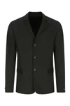 Prada Structured Silk Blazer With Notch Lapel In Black