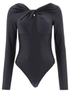 Coperni Twisted Pleted And Hollowed Out One-piece Tights In Black