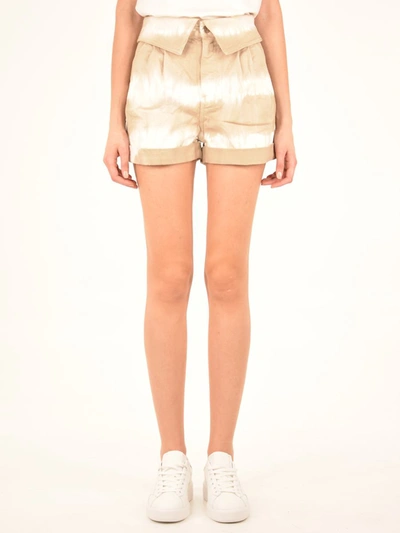 Stella Mccartney Tie Dye Cotton Shorts In Beige