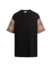 Burberry Check Motif Cotton T-shirt In Black