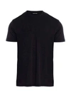 Tom Ford Black Basic Crewneck T-shirt With Tonal Stitching In Cotton Blend Man