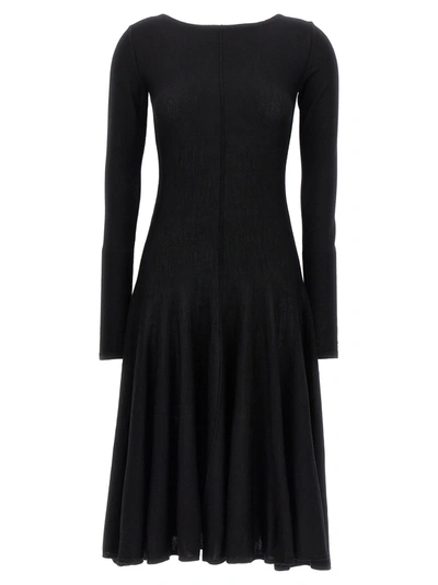 Khaite Scoop-back Virgin-wool Midi Dress In Black