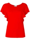 LANVIN LANVIN RUFFLED SLEEVE TOP - RED,RWTO610J3664A1712183872