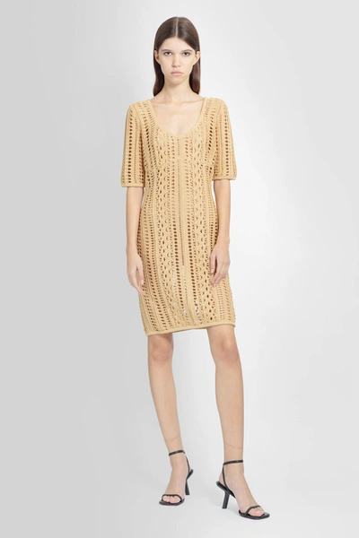 Givenchy Womens Straw Scoop-neck Linen-blend Knitted Mini Dress In Beige
