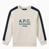 Apc A.p.c. Jani Ivory/green Crewneck Sweatshirt In Green