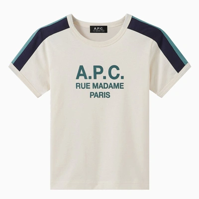 APC TILI IVORY/GREEN T-SHIRT WITH LOGO