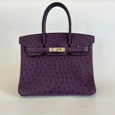 Pre-owned Hermes Hermès 30 Birkin Violet Ostrich Shoulder Bag