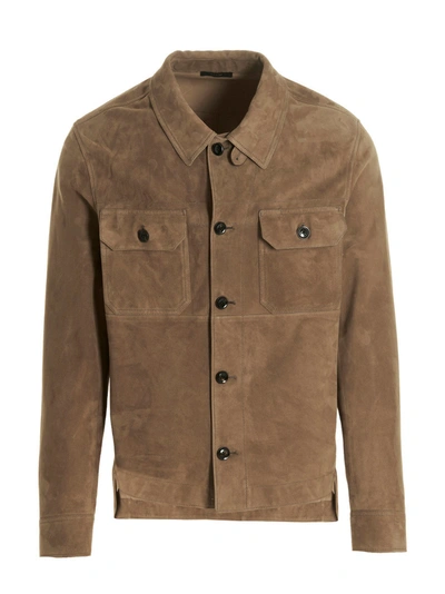 Tom Ford Suede Jacket In Neutrals