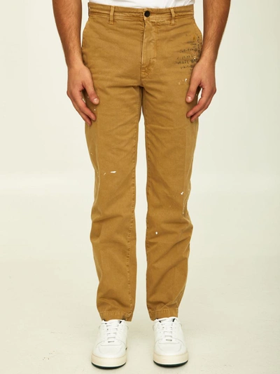 INCOTEX RED X FACETASM CAMEL COTTON TROUSERS