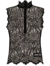 Dolce & Gabbana Sleeveless Chantilly Lace Top In Black