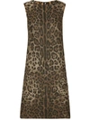 Dolce & Gabbana Leopard Print Midi Dress In Brown