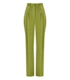 Elisabetta Franchi Olive Pinstripe Trousers In Green
