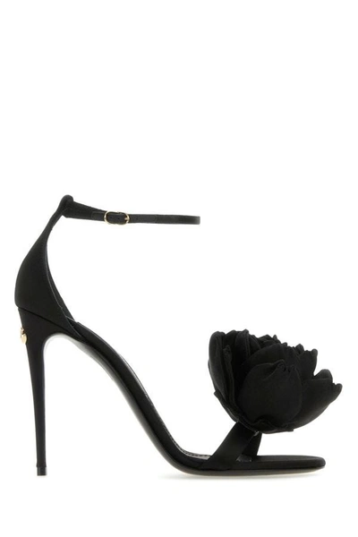 DOLCE & GABBANA DOLCE & GABBANA WOMEN BLACK SATIN KEIRA SANDALS