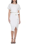 Kensie Blouson Wrap Dress In Ivory