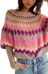 Free People Home For The Holidays Juliet Sleeve Sweater In Pink