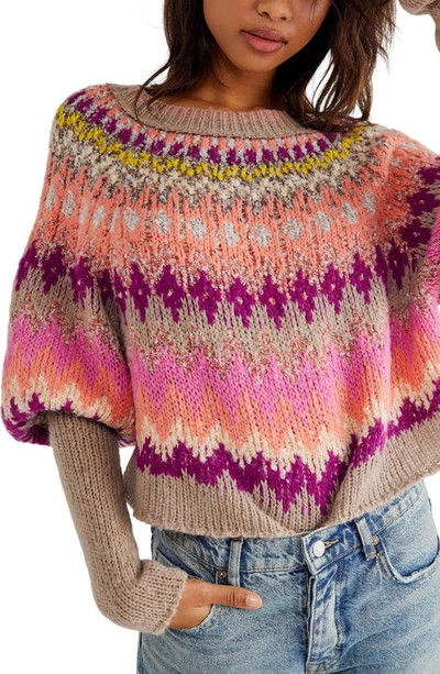 Free People Home For The Holidays Juliet Sleeve Jumper In Multi