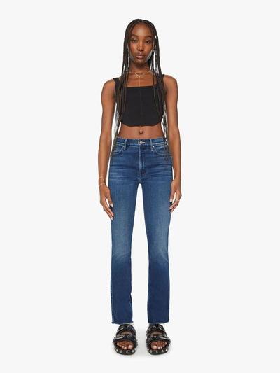 Mother The High Waist Rascal Slice Sneak Fray Jeans In Blue
