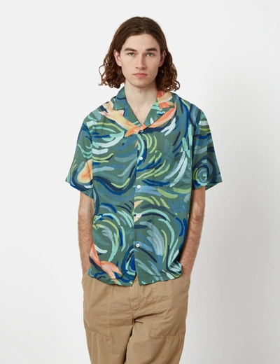 Portuguese Flannel Sea Weed Short Sleeve Shirt In Green