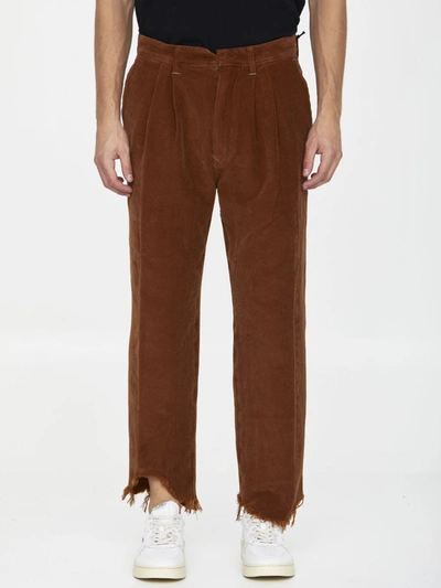 INCOTEX RED X FACETASM COGNAC VELVET TROUSERS