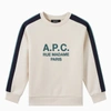 Apc A.p.c. Jani Ivory/green Crewneck Sweatshirt In Green