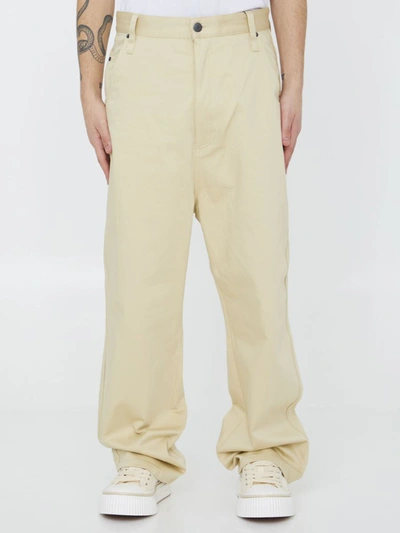 Ami Alexandre Mattiussi Beige Cotton Trousers In Cream