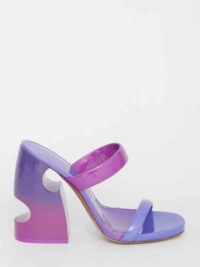Off-white Shade Bulky Patent Lea Mule – Fuchsia & Violet In Pink