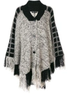 ETRO CHECK DETAIL FRINGED CAPE,15647928612180891