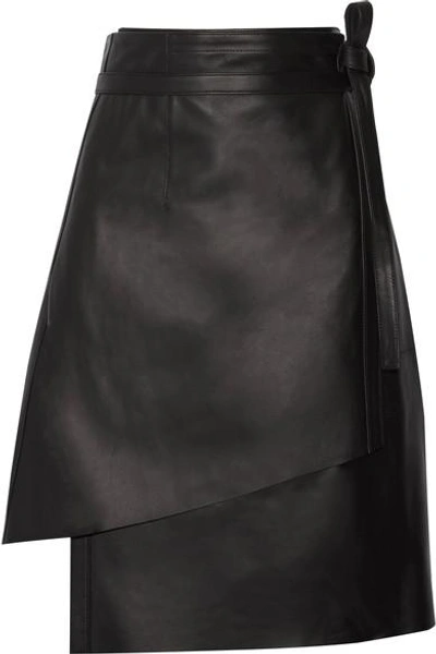 Acne Studios Lakos Asymmetrical Leather Wrap Skirt In Black