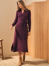 Faherty Jackson Long Sleeve Tie Waist Cotton Blend Sweater Dress In Claret Heather