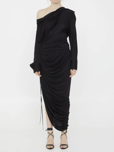 Alexander Wang Asymmetric Draped Dress In Black