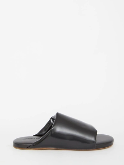 Bottega Veneta Black Leather Slides