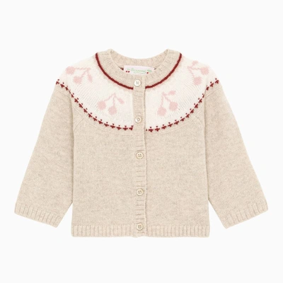 Bonpoint Ecru Cardigan In Beige