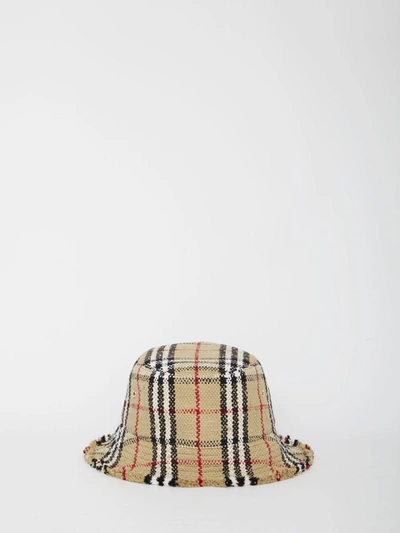 Burberry Bouclé Bucket Hat In Beige