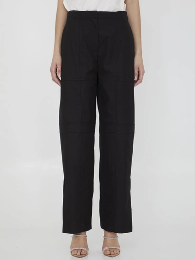 Jil Sander Cotton Cargo Trousers In Black