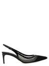 Dolce & Gabbana Vernice Patent Leather-trimmed Mesh Slingback Pumps