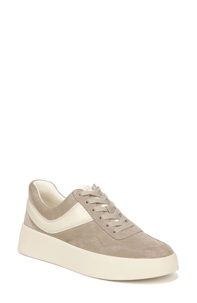 Vince Warren Mixed Leather Court Sneakers In Beige