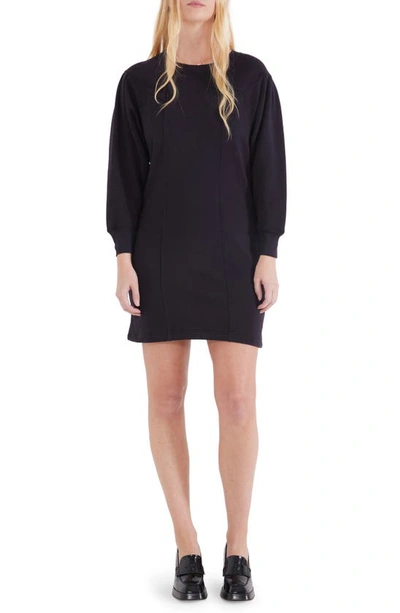 ETICA CAMILA PLEAT SHOULDER LONG SLEEVE COTTON FRENCH TERRY MINIDRESS